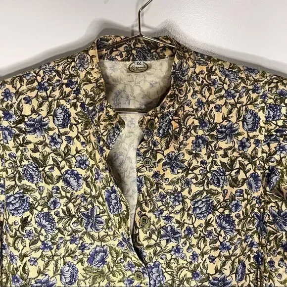 VINTAGE J. Jill Corduroy Floral Button Front Dress - Picture 9 of 14